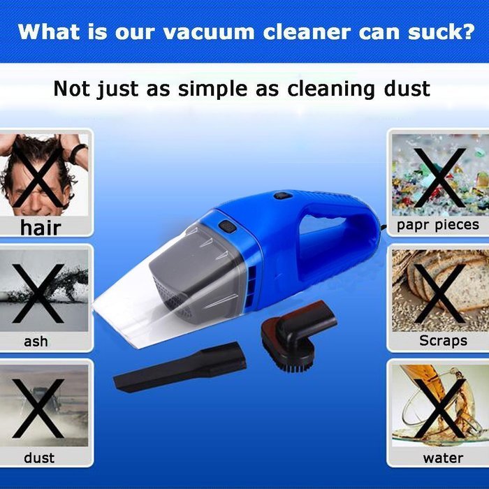 Grikey High Power 100W Wet Dry Car Use Vacuum Cleaner Portable Dust Hand Vacuum Cleaner 12 Volt Orange N17