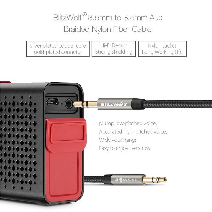 3.5mm AUX Cable, BlitzWolf Braided 3.3ft Universal Audio Cable Cord for Car, iPhone, Samsung, HTC, Sony, Nexus... N5