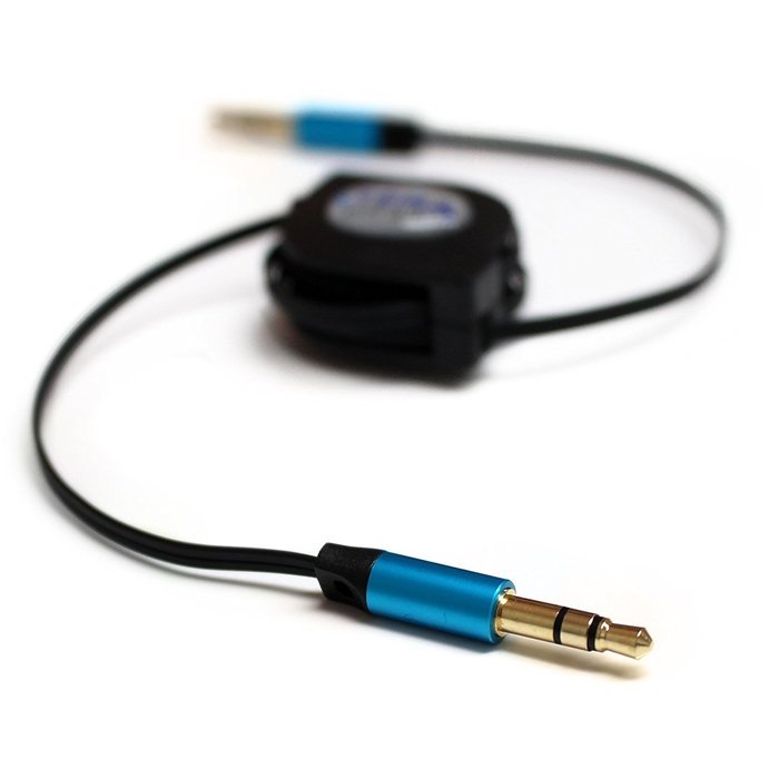 Tera Grand RETA-TE222-BL 3.5 mm Male to Male Stereo Retractable Cable with Aluminum Housing, Blue, 2.9' N6