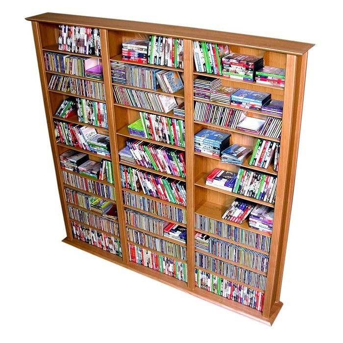 Media Storage Tower-Tall Triple Oak -76" N2
