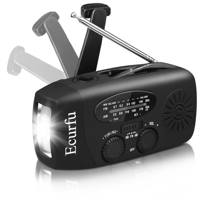 [2016 Upgraded Version] Ecurfu AM/FM/NOAA Emergency Weather Radio, Multifunctional Dynamo Solar Hand Crank Self... N6