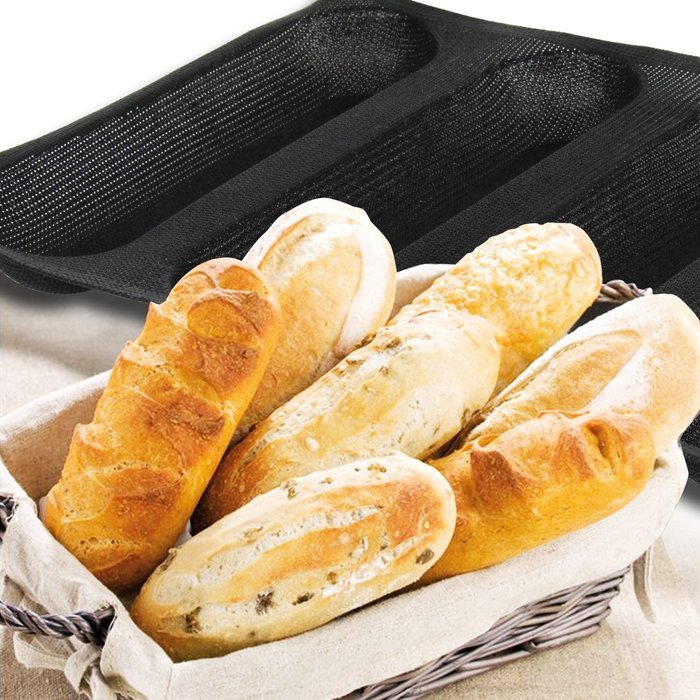 Yilove Non-stick Perforated Silicone Bread Baking Mold,4 loaf Molds N11