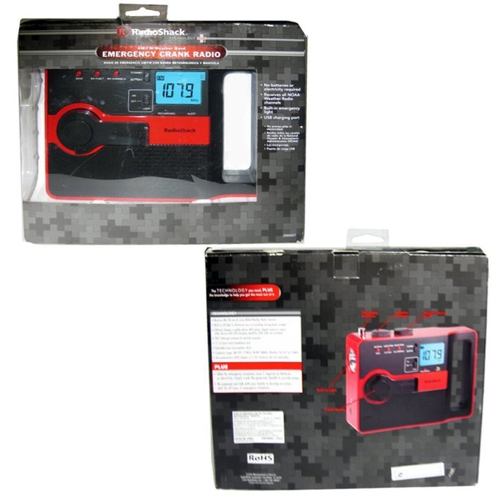 RadioShack&reg; Emergency AM/FM/WX Crank Radio (Red)