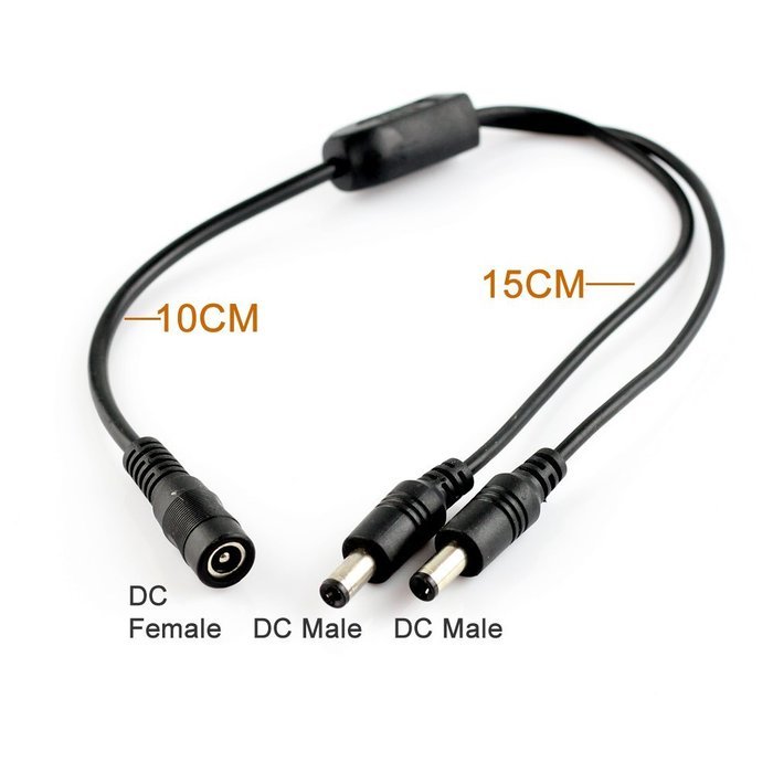 HitCar 1 to 2 Power Adapter Splitter Cable 12V 24V DC for CCTV Parking Camera Car Monitor N8