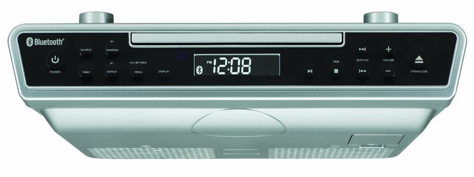 Sylvania SKCR2713 Under Counter CD Player with Radio and Bluetooth, Silver