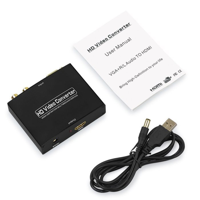ESYNiC VGA to HDMi Converter Box 1080P VGA to HDMi HD HDTV Video Converter Adapter with RCA Phono Stereo Audio... N6