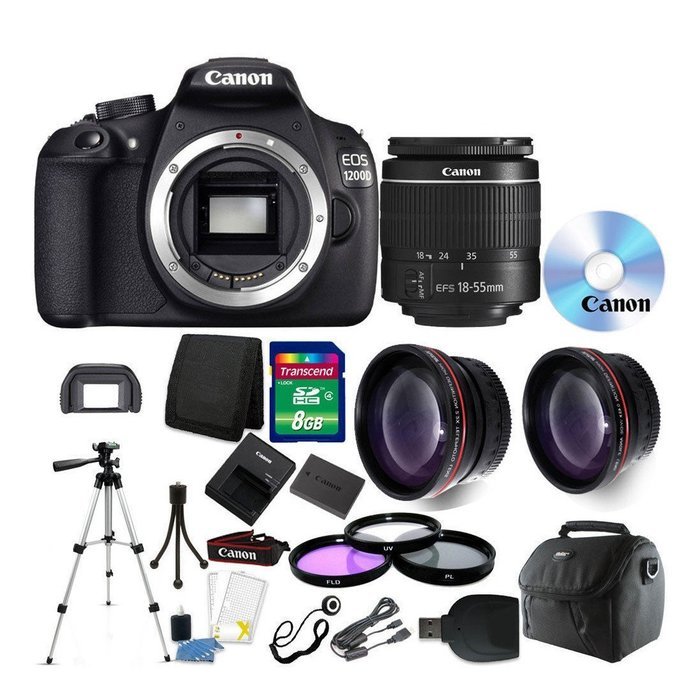 Canon EOS Rebel 1200D/T5 Digital SLR Camera + 1855mm Lens +58mm