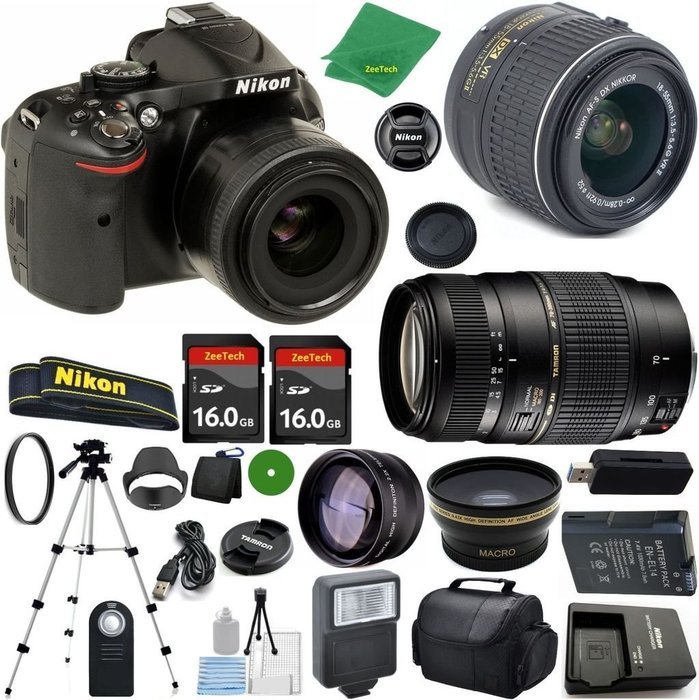 Nikon D5200 24.1 MP CMOS Digital SLR, NIKKOR 18-55mm f/3.5-5.6 Auto Focus-S DX VR, Tamron 70-300mm DI LD Zoom,...