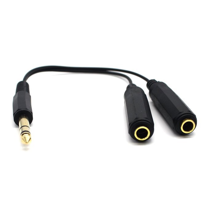 MOTONG 6.35mm (1/4 Inch) Stereo Plug to 2 x 6.35mm (1/4 Inch) Stereo Jack Splitter Adaptor-Gold Plated