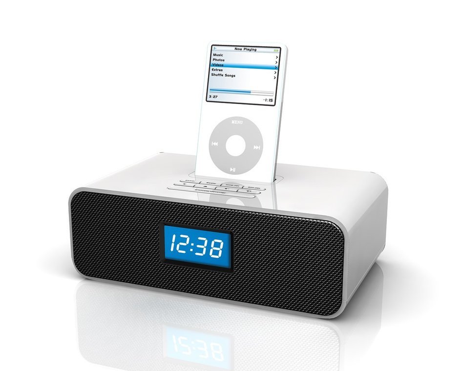 Ottavo OT3040w 30-Pin Audio System & Alarm Clock FM Raido for iPod w/ Remote control - White Color N4
