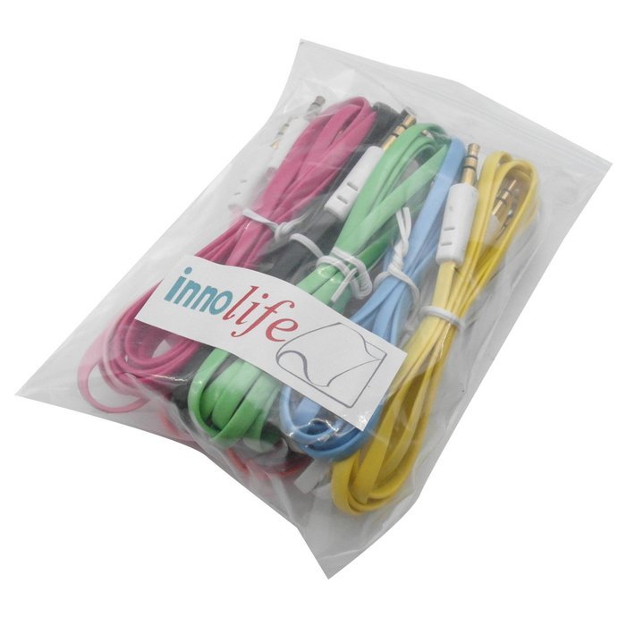 InnoLife Full Set of 10 Colors 3ft 3.5mm Male To Male M/M Flat Noodle Music Record Stereo Audio Auxiliary AUX... N2