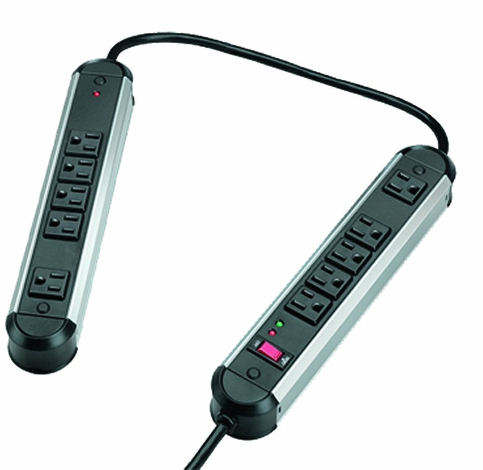 Fellowes 10-Outlet Metal Split Surge Protector, 6 Foot Cord, 1,250 Joules (99082) N3