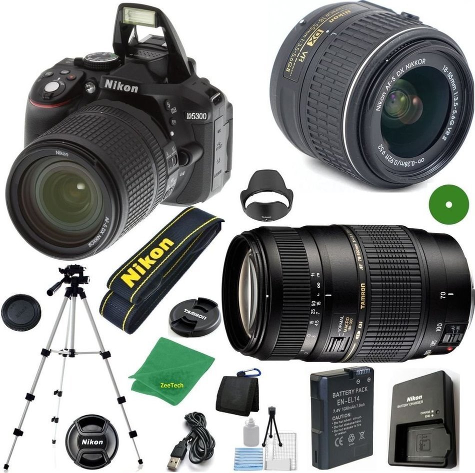 ZeeTech Ultimate Bundle for D5300 24.2 MP DSLR, NIKKOR 18-55mm f/3.5-5.6 Auto Focus-S DX VR, Tamron 70-300mm DI...
