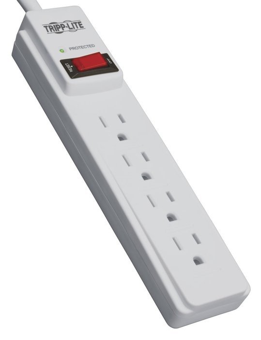 Tripp Lite 4 Outlet Surge Protector/Suppressor Power Strip, 4ft Cord, & $1K INSURANCE (TLP404)