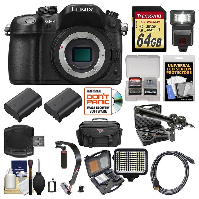 Panasonic Lumix DMC-GH4 4K Micro Four Thirds Digital Camera Body with 64GB Card + Case + Flash + 2 Batteries +...