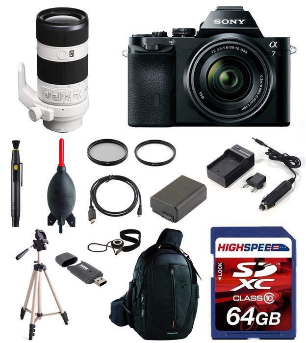 Sony ILCE7K/B a7K Full-Frame Interchangeable Digital Lens Camera with 28-70mm Lens w/ Sony FE 70-200mm F4 G OSS...