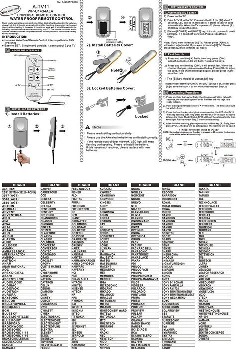 Gmatrix Large Button Universal Waterproof Remote Control (2 IN 1) - Vizio Lg Sharp A-TV11, Initial Setting for... N2