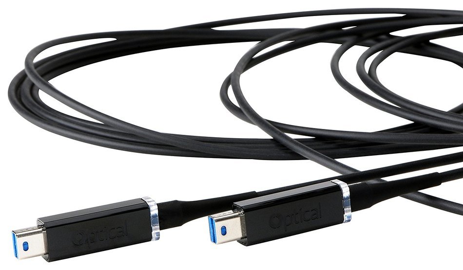 Optical Cables by CorningTM AOC-MMS4CTP030M20 ThunderboltTM Optical Cables, 30 m (100'), Black N6
