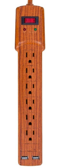 Invisiplug 6-Outlet Surge Protector with 2 USB Ports and 900 Joules Protection, Model DO004 N2