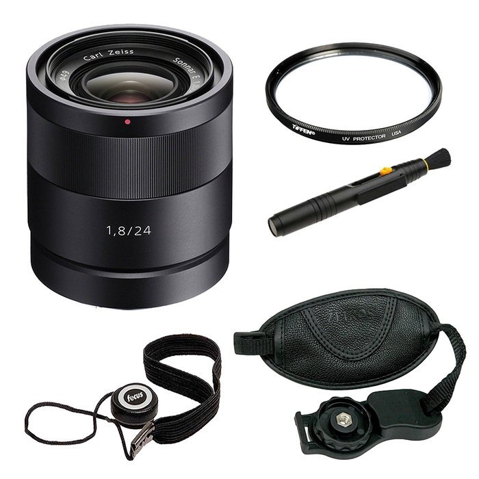 Sony Carl Zeiss Sonnar T E 24mm F1.8 ZA Lens for Sony NEX Cameras + 49mm UV Filter + Lens Pen + Lens Cap Keeper...