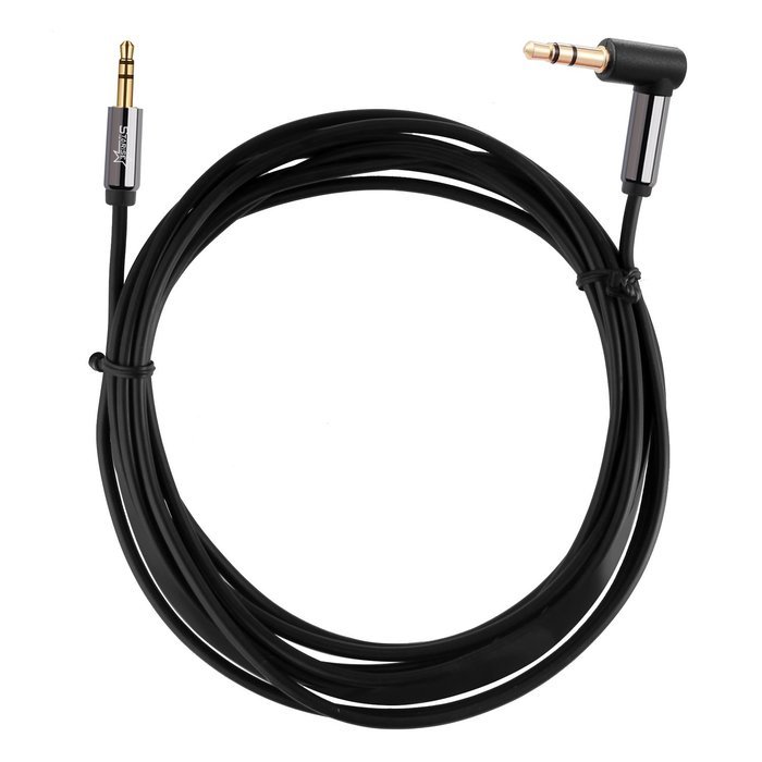 Starise Aux Cable 90 Degree 10 Feet - 3.5mm Male to Male Right Angle Stereo Audio Cable - Black N23
