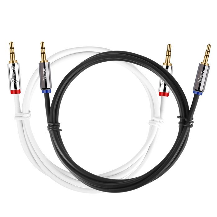 Starise Aux Cable 90 Degree 10 Feet - 3.5mm Male to Male Right Angle Stereo Audio Cable - Black N25