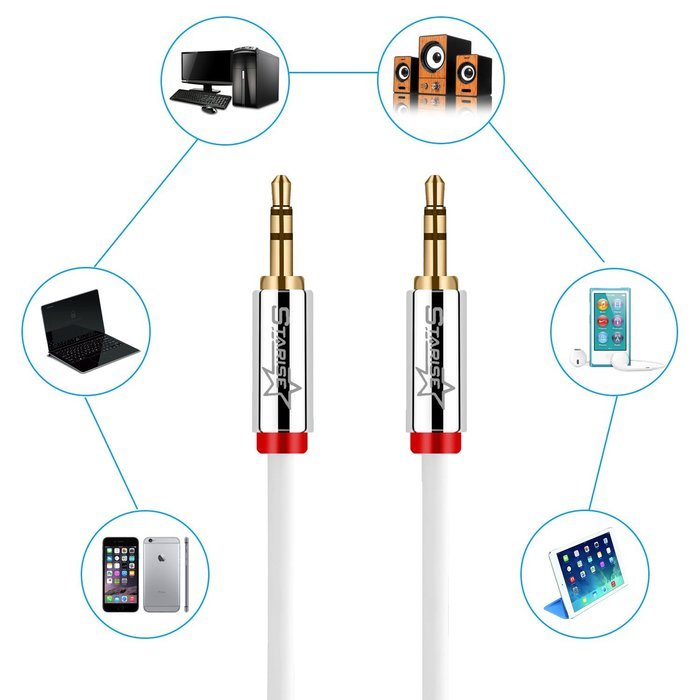 Starise Aux Cable 90 Degree 10 Feet - 3.5mm Male to Male Right Angle Stereo Audio Cable - Black N27