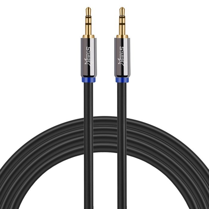 Starise Aux Cable 90 Degree 10 Feet - 3.5mm Male to Male Right Angle Stereo Audio Cable - Black N28