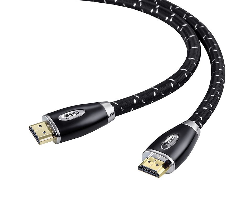 BUSUQ High-Speed Standard HDMI Cable Supports Ethernet, 3D and Audio Return (75 Feet/23 Meter), Black- Red Nylon... N15