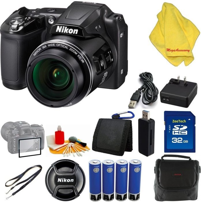 Nikon COOLPIX L840 Digital Camera with 38x Optical Zoom and Built-In Wi-Fi (Black) + Case+32 GB Card+Reader +...