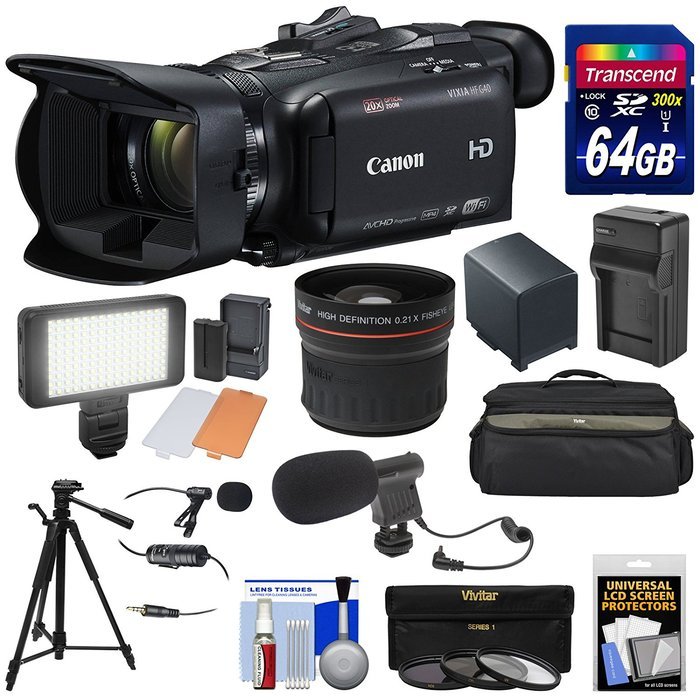 Canon Vixia HF G40 Wi-Fi 1080p HD Digital Video Camcorder + 64GB Card + Battery & Charger + Case + LED Light +... N3