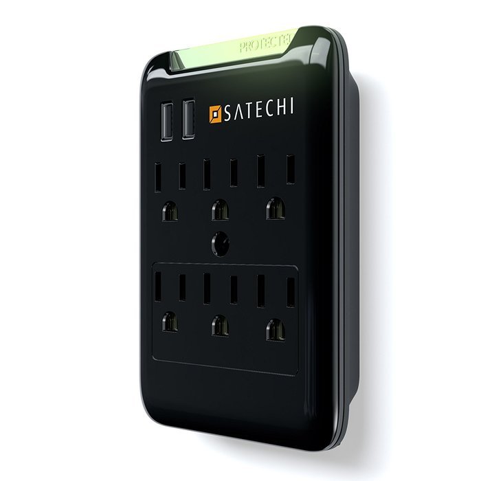 Satechi Slim Surge Protector White (6 AC & 2 USB) 2.4 amp Output for Charging iPhone 6, 5S, 5C, 5, 4S, 4 iPad... N10