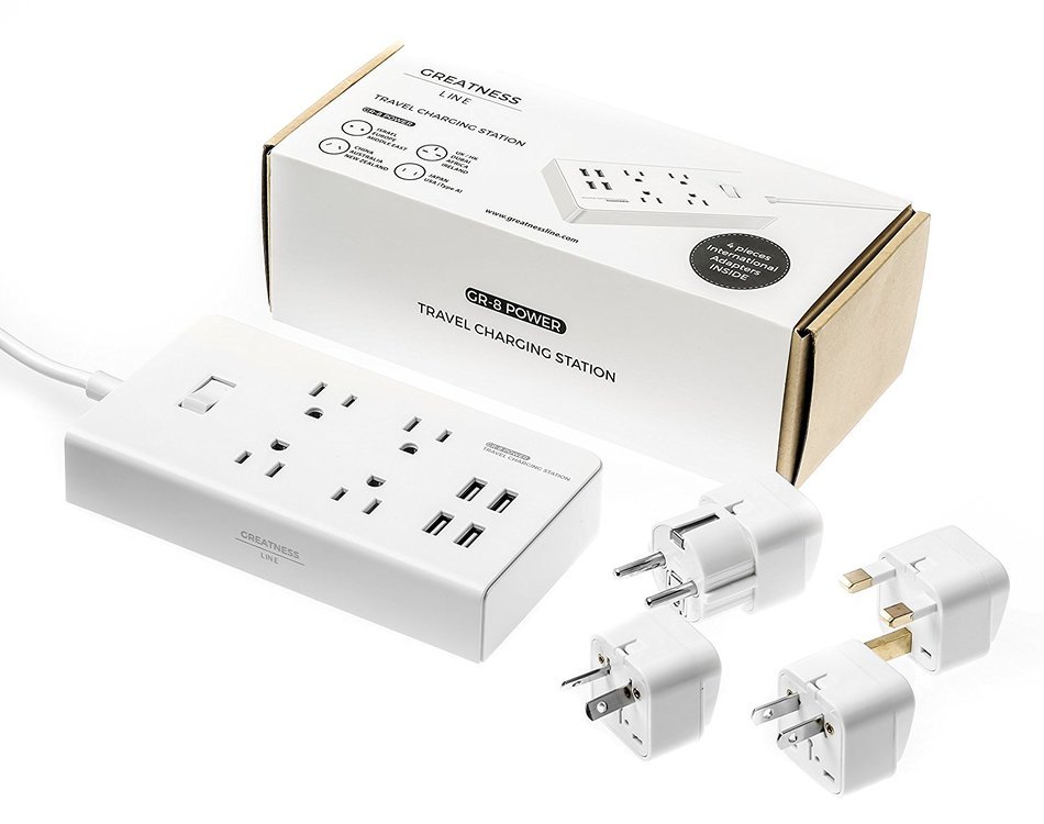 GR-8 Power Compact & Slim Travel Charging Station - International Power Adapter - Surge Protector - Power Strip... N2