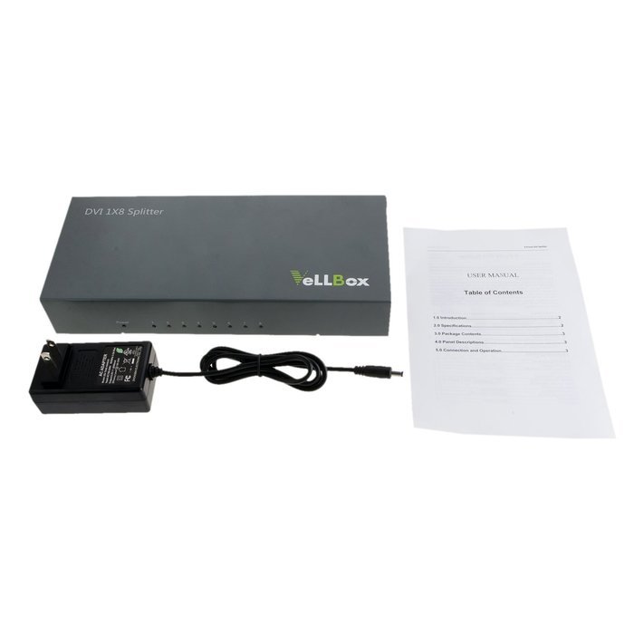 VeLLBox DVI Splitter 1x4, 4-port Splitter, 1in 4 out DVI Splitter, Support Resolution up to 1080p, 5V/3A Universal... N12