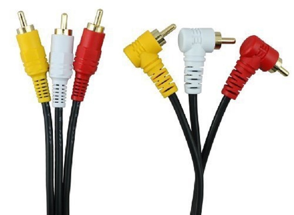 Wv-lq406-1 Triple RCA Stereo Audio and Video Cable - Right Angle to Straight 3.2ft / 1 Meter
