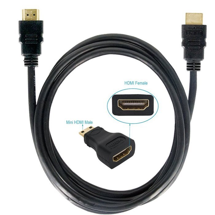 MILAPEAK (2 in 1) Mini-HDMI + Micro-HDMI Male to HDMI Female Adapter with Gold Plated, Black N16