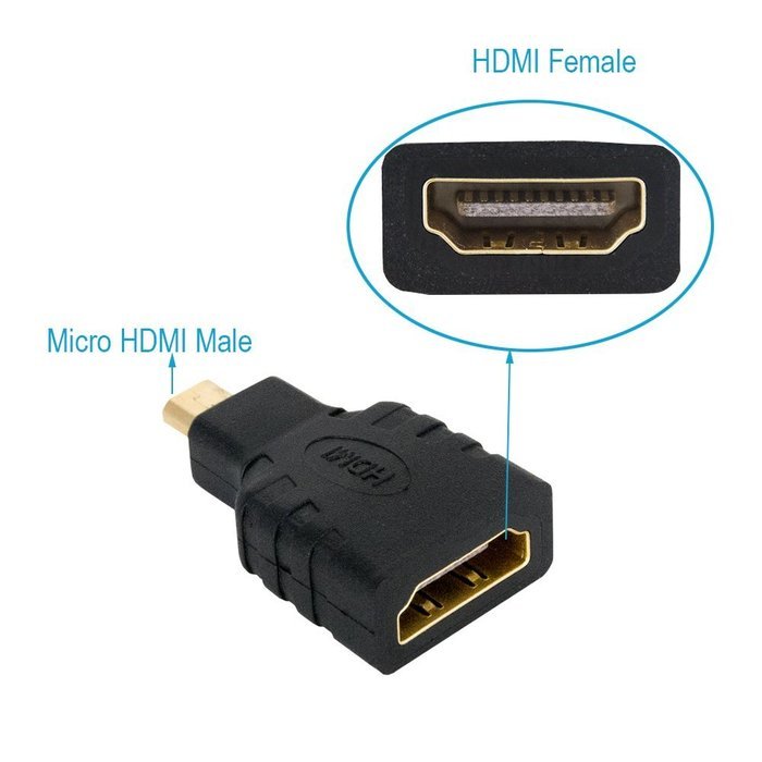 MILAPEAK (2 in 1) Mini-HDMI + Micro-HDMI Male to HDMI Female Adapter with Gold Plated, Black N18