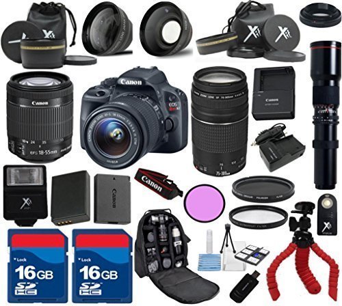 Canon Rebel SL1 Camera Body with Canon 18-55mm IS STM Lens Premium Bundle with Canon 75-300mm III Zoom + 500mm...