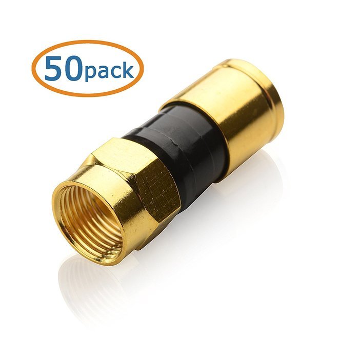Cable Matters 10-Pack, Gold Plated F-Type Crimp-On Coaxial RG6 Connector N9