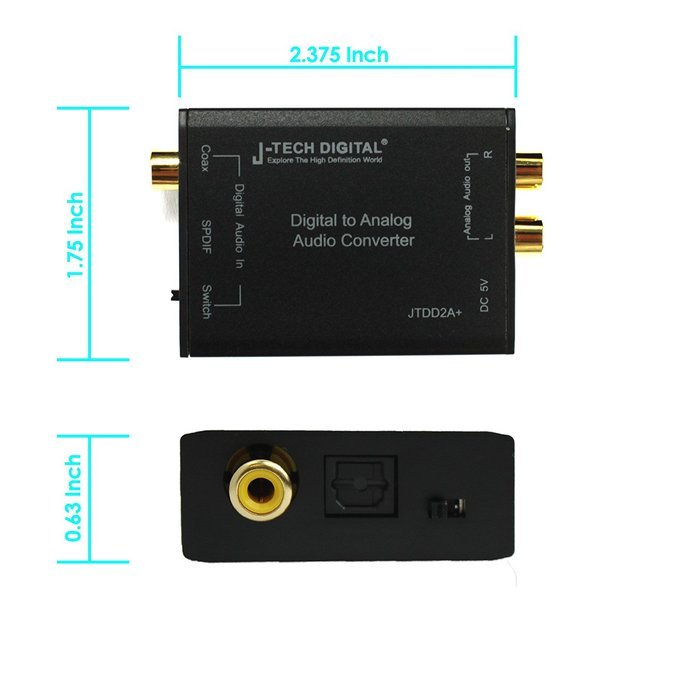 J-Tech Digital &reg; Optical SPDIF Toslink / Coaxial Digital to Analog Audio Decoder Converter with PCM , 5.1 Dolby... N21