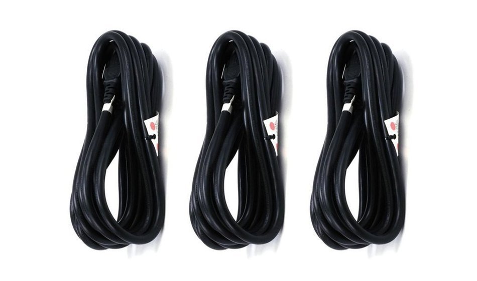 C&E 3 PCS, Power Cord Cable w/ 3 Conductor 14AWG PC Power Connector Socket (C13/5-15P) Black 1 Feet, CNE591452 N10