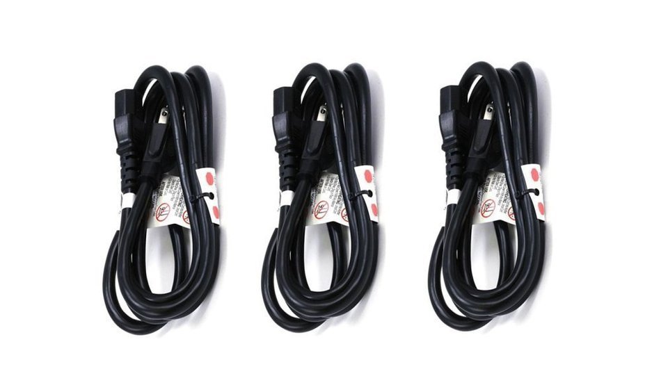 C&E 3 PCS, Power Cord Cable w/ 3 Conductor 14AWG PC Power Connector Socket (C13/5-15P) Black 1 Feet, CNE591452 N12