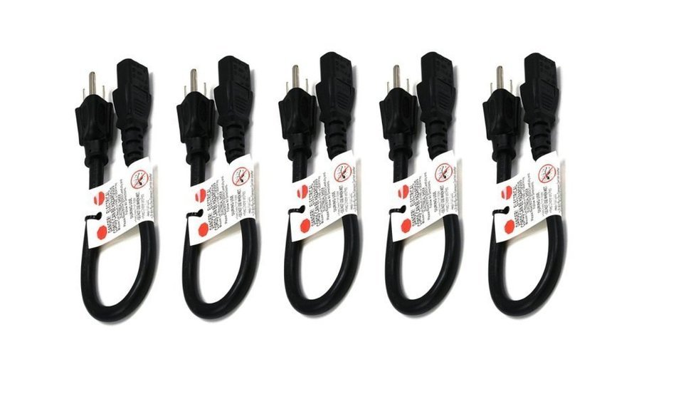 C&E 3 PCS, Power Cord Cable w/ 3 Conductor 14AWG PC Power Connector Socket (C13/5-15P) Black 1 Feet, CNE591452 N13