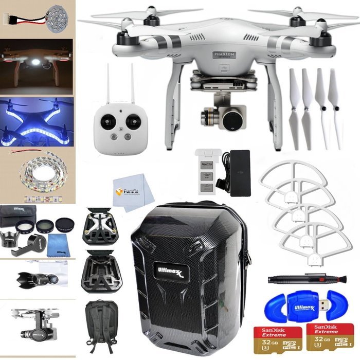 DJI Phantom 3 Professional Quadcopter Drone with 2.7K HD Video Camera. Bundle Includes: Ultimaxx Hard-shell Backpack...