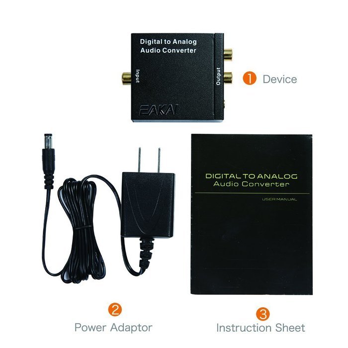 Audio Converter, EAKAI Digital Optical Coax to Analog RCA Audio Converter Adapter with 3.5mm Jack N2