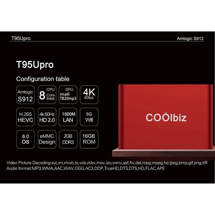 T95U HD TV Box, Lary Intel T95U pro Android 6.0 TV Box Amlogic S912 Octa-core cortex-A53, 2GB DDR3 RAM and 16GB... N9