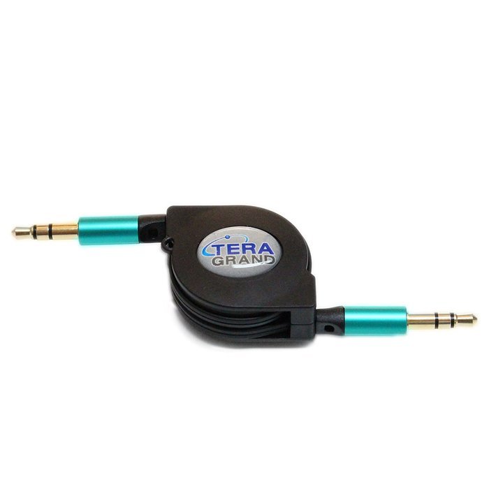 Tera Grand RETA-TE222-BL 3.5 mm Male to Male Stereo Retractable Cable with Aluminum Housing, Blue, 2.9' N11