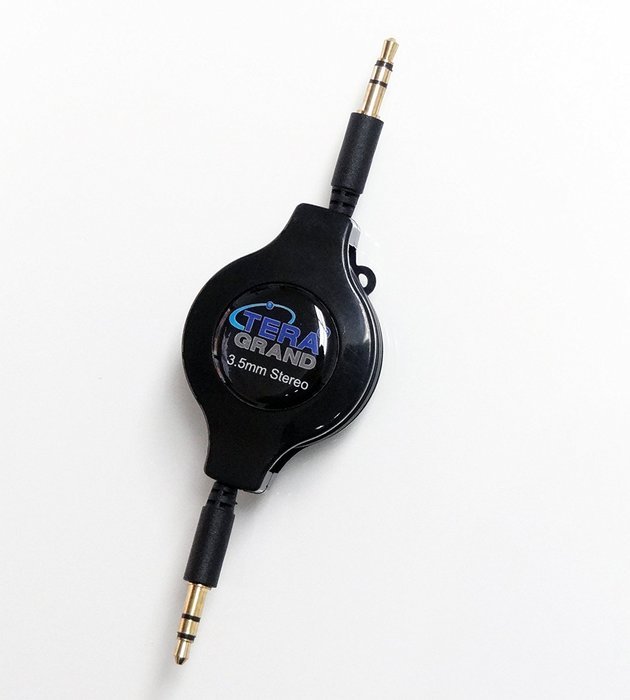 Tera Grand RETA-TE222-BL 3.5 mm Male to Male Stereo Retractable Cable with Aluminum Housing, Blue, 2.9' N12