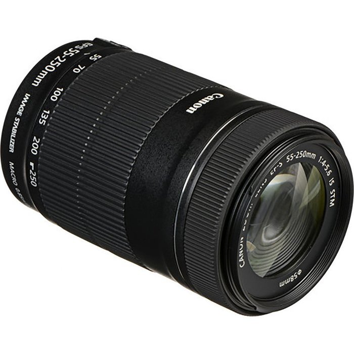 Canon EF-S 55-250mm f/4-5.6 IS STM Lens + 32GB Class 10 High Speed Memory Card + UV Filter + Lens Cap Holder +... N2