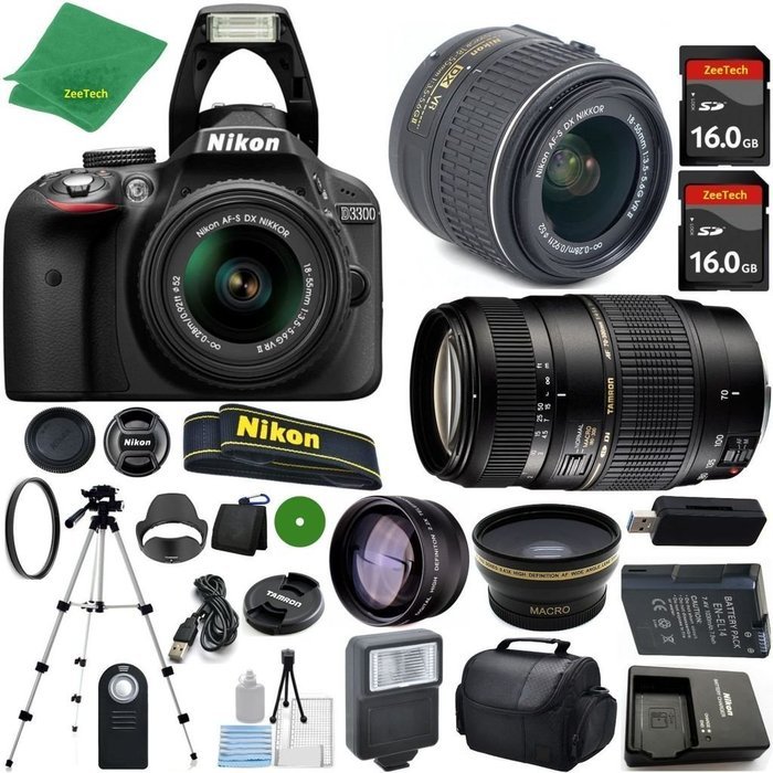 Nikon D3300 24.2 MP CMOS Digital SLR, NIKKOR 18-55mm f/3.5-5.6 Auto Focus-S DX VR, Tamron 70-300mm DI LD Zoom,... N2